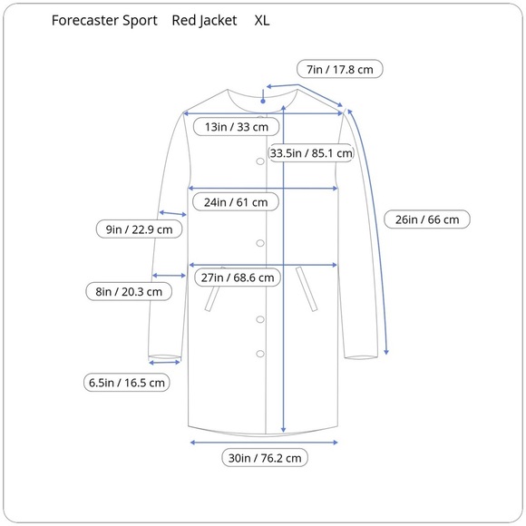 Forecaster Sport Red Medium Length Light Spring Jacket Black Contrast XL - Picture 15 of 16